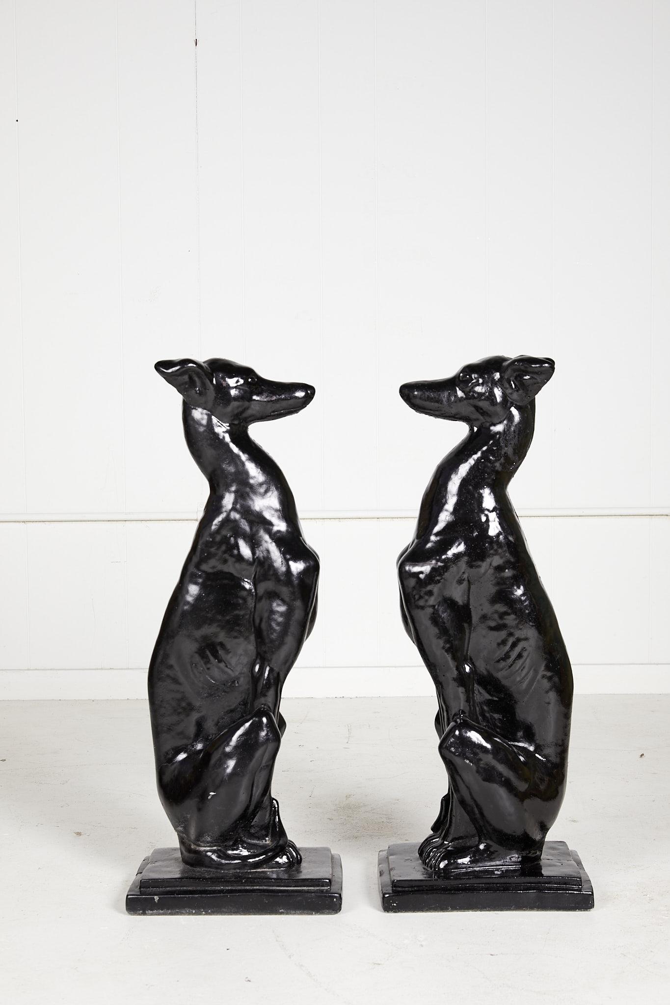 Vintage Pair of Art Deco Style Whippet Statues For Sale 1