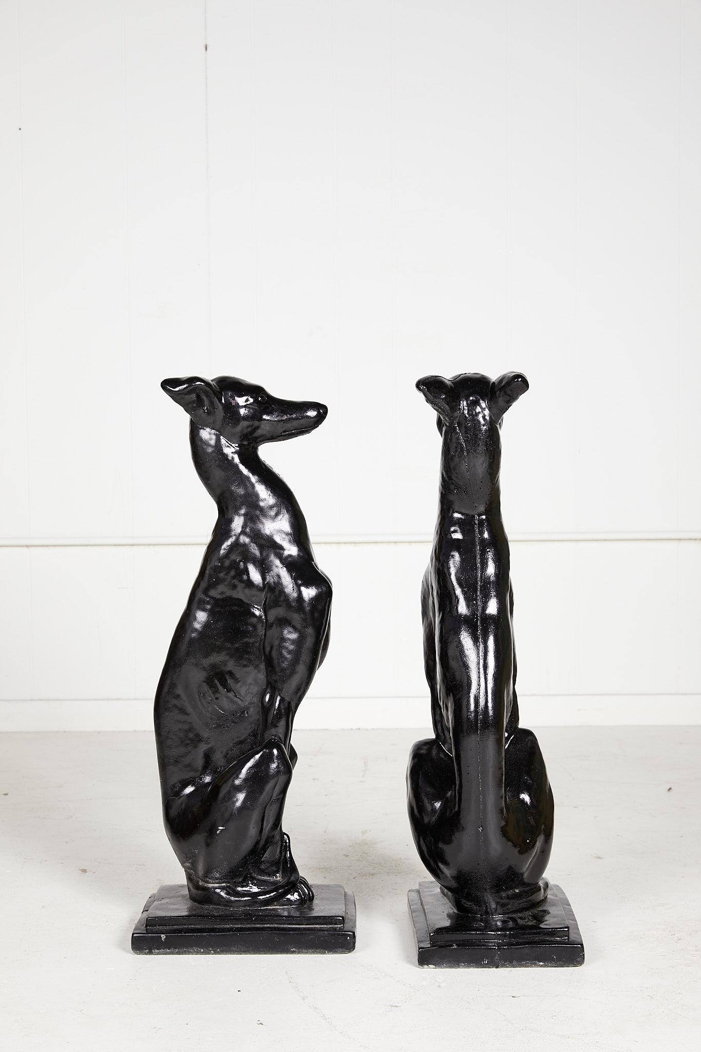 Vintage Pair of Art Deco Style Whippet Statues For Sale 2