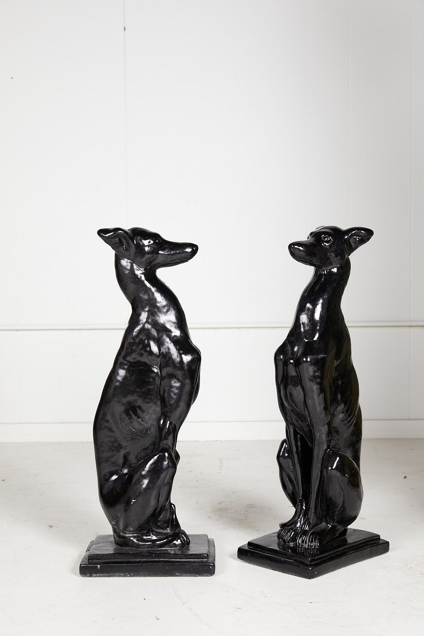 Vintage Pair of Art Deco Style Whippet Statues For Sale 3