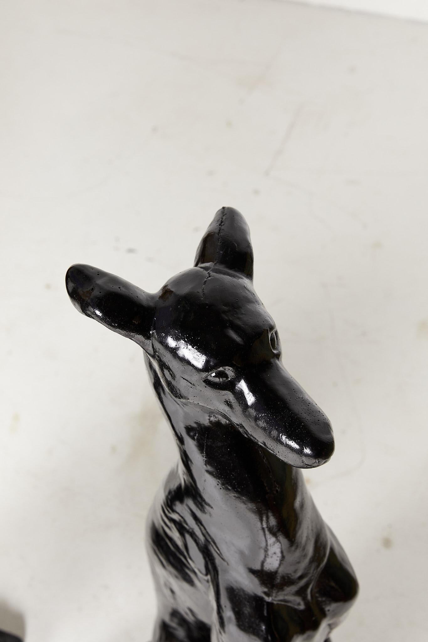 Vintage Pair of Art Deco Style Whippet Statues For Sale 10