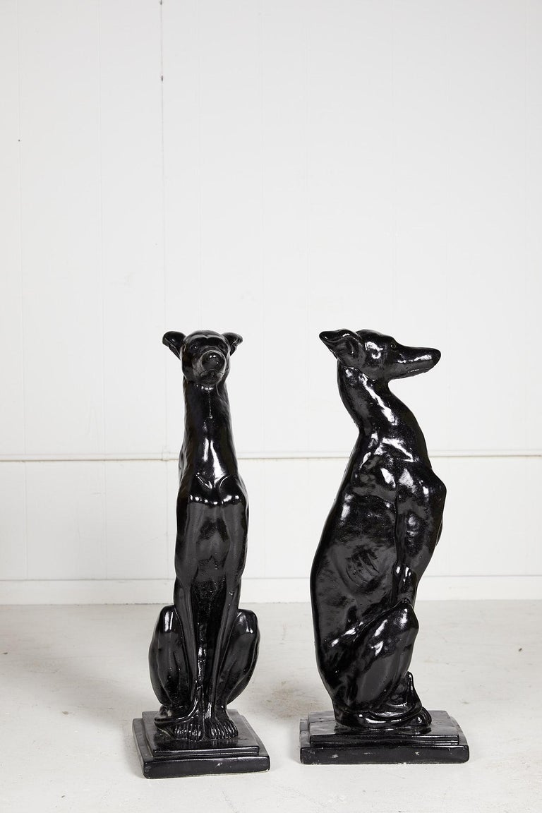 Vintage Pair of Art Deco Style Whippet Statues For Sale at 1stDibs