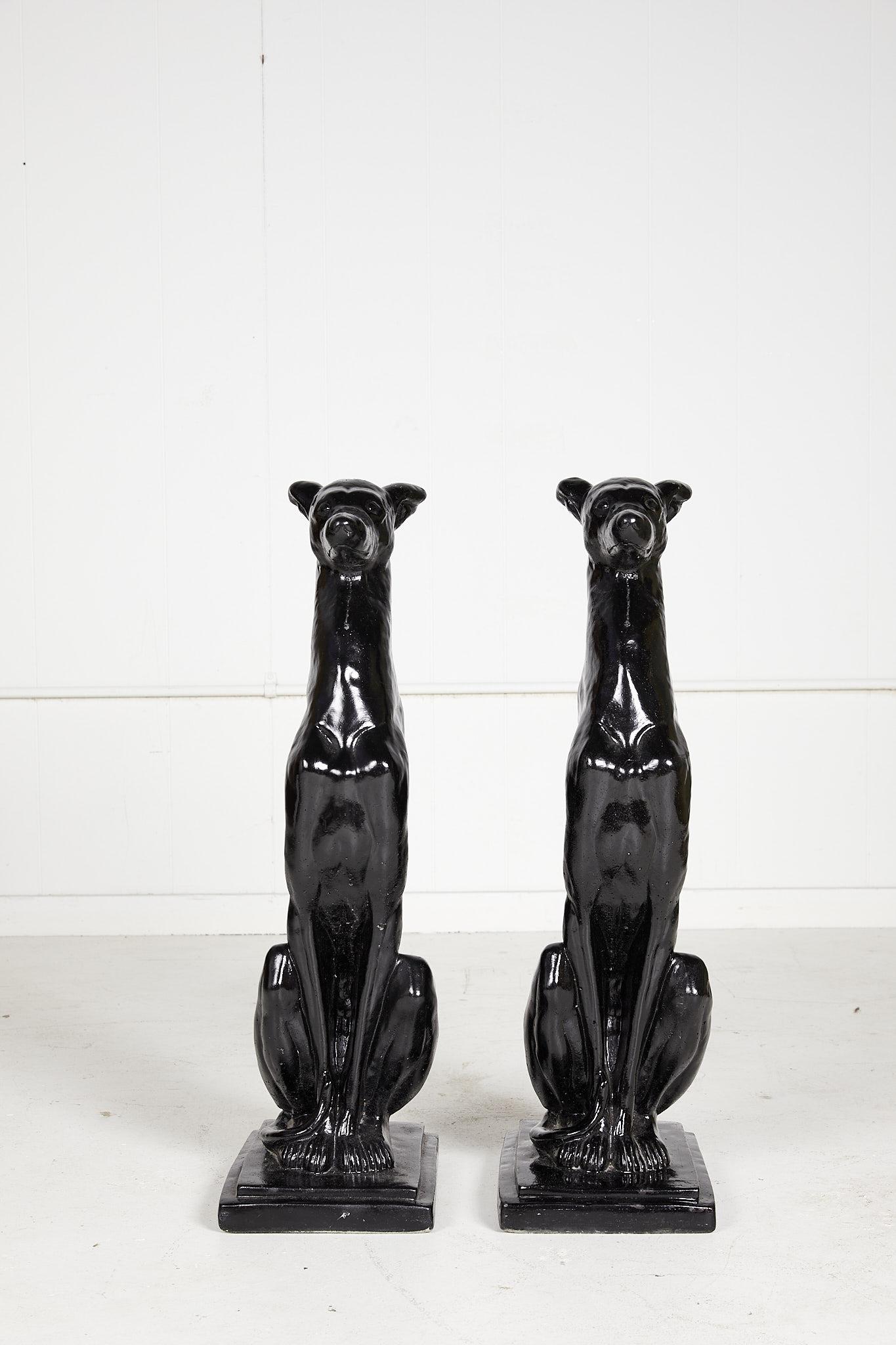 Vintage Pair of Art Deco Style Whippet Statues In Good Condition For Sale In Atlanta, GA