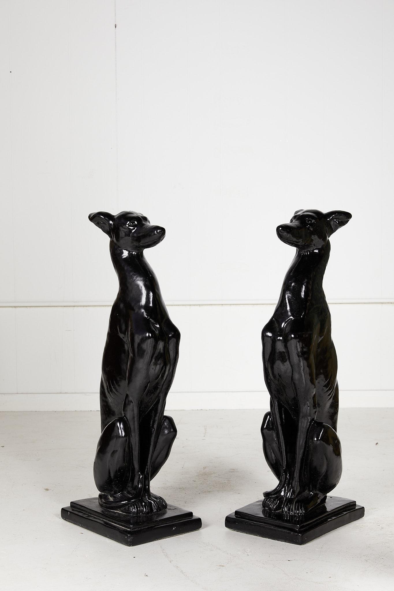 20th Century Vintage Pair of Art Deco Style Whippet Statues For Sale