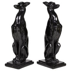 Vintage Pair of Art Deco Style Whippet Statues
