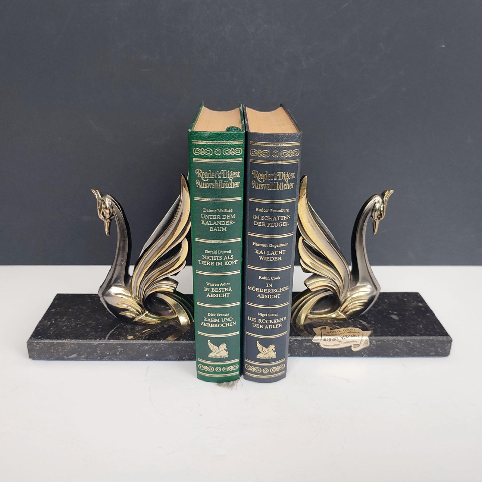 Vintage Pair of Art Deco Swan Bookends, circa 1950 2