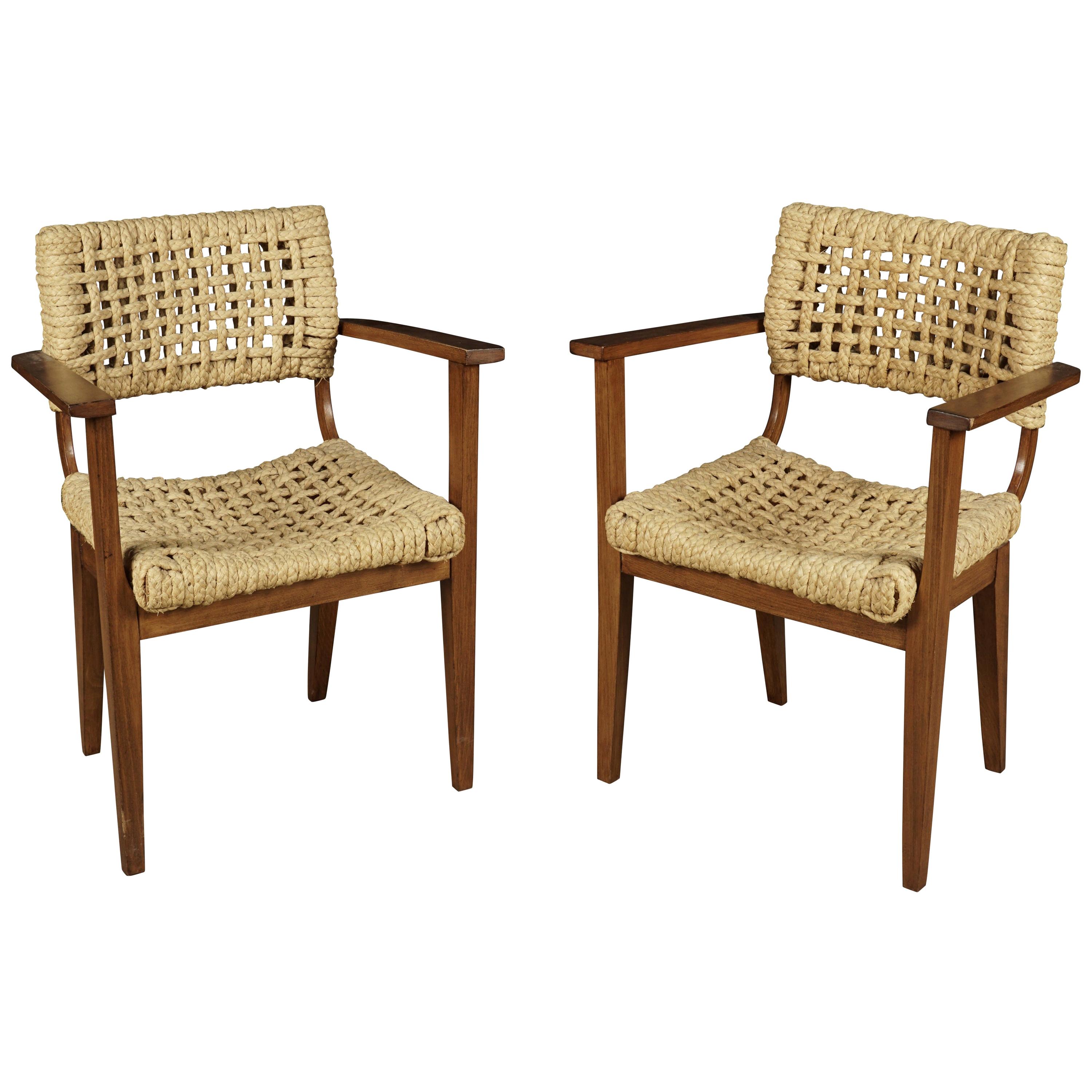 Vintage Pair of Audoux Minet Armchairs from France, circa 1940