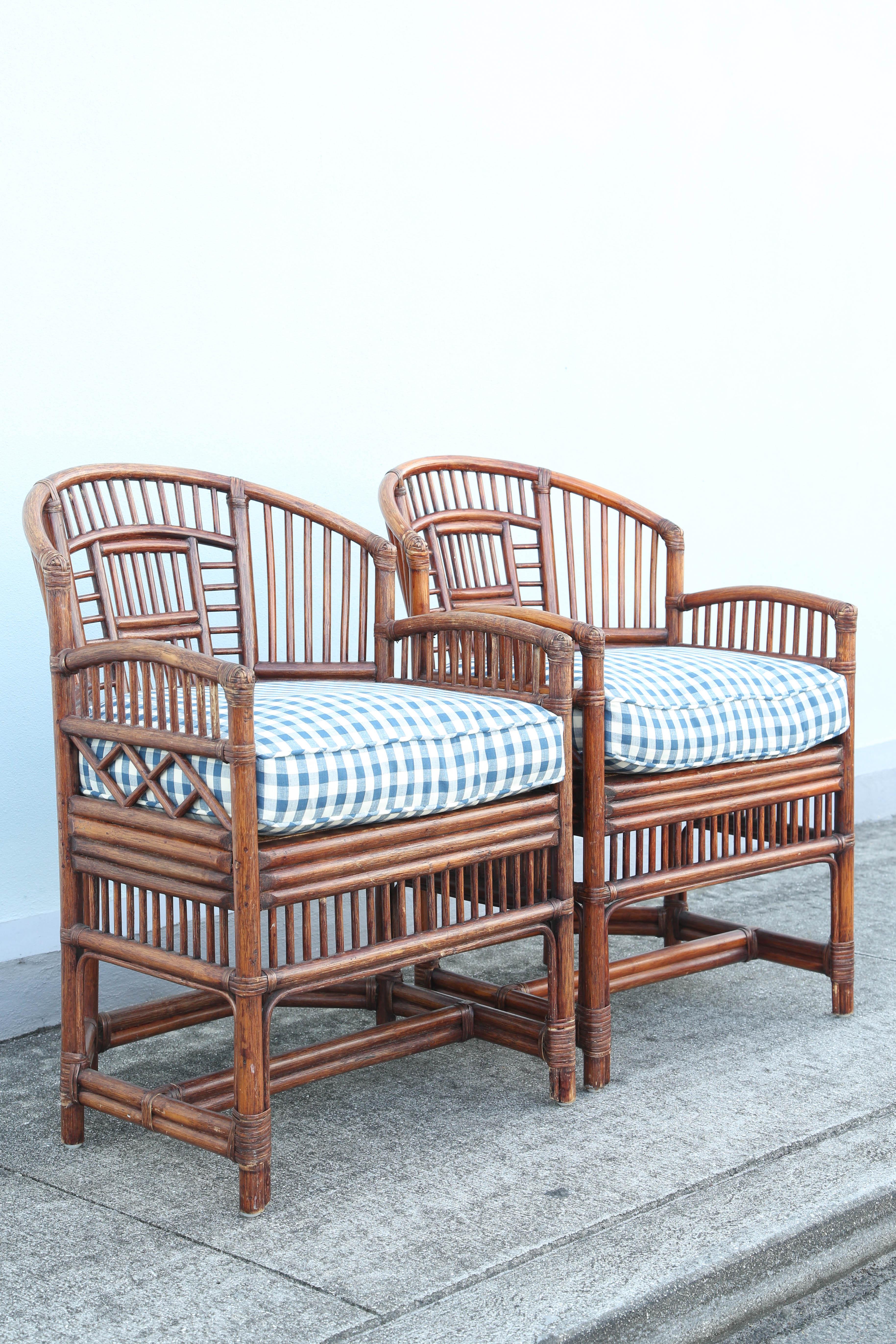 Chinese Vintage Pair of Bamboo Brighton Chairs