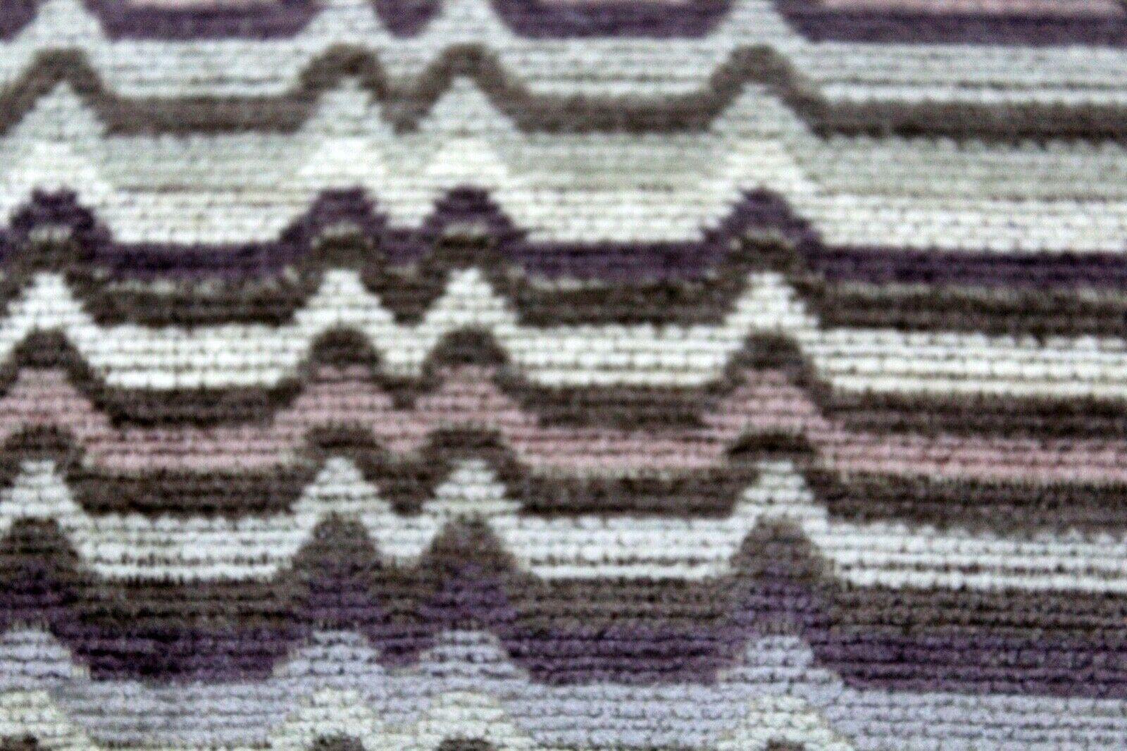 Fabric Vintage Pair of Baughman Style Ottomans Stools Poufs Chevron Purple Grey Pattern For Sale