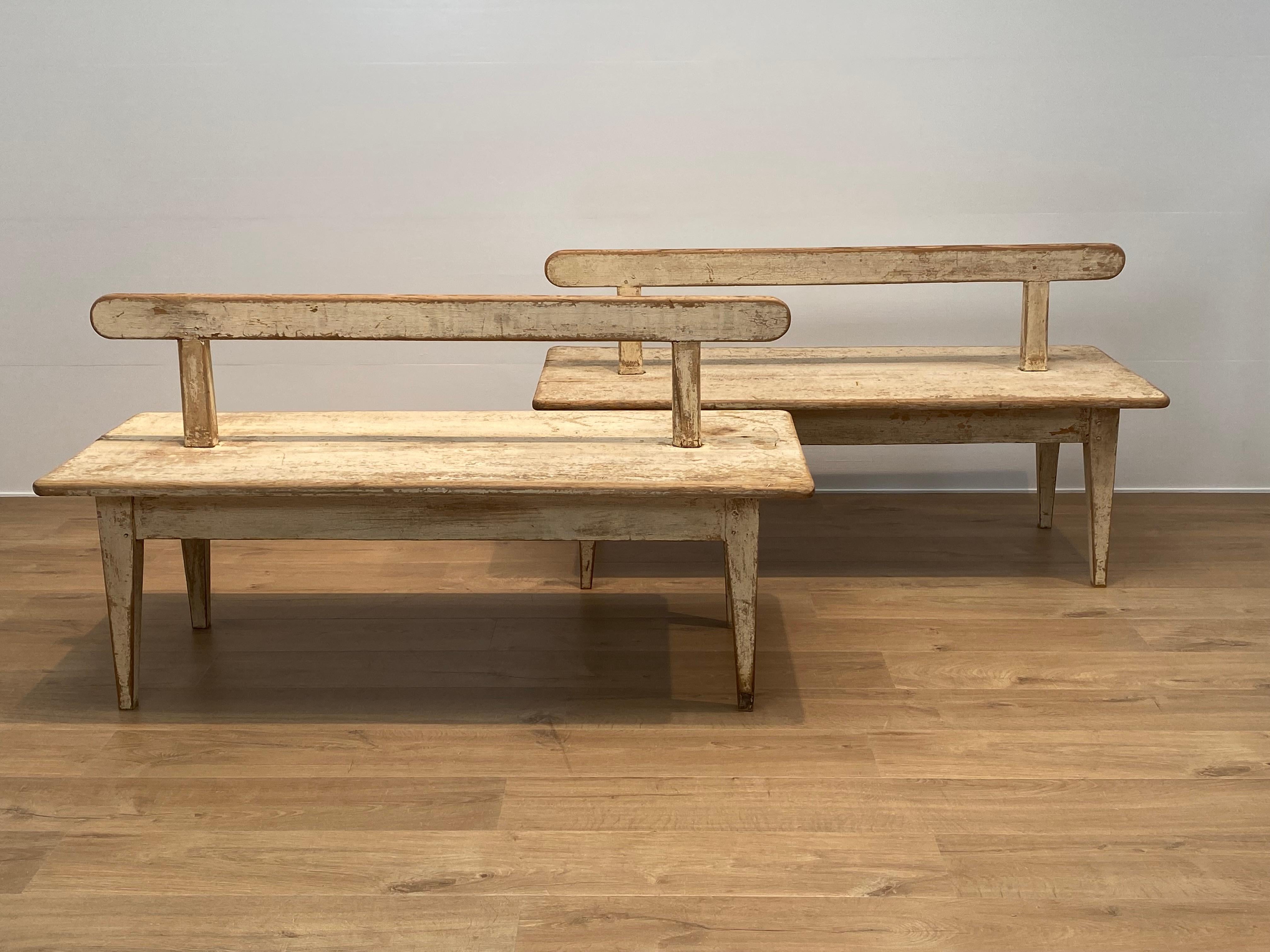 French Vintage pair of Benches