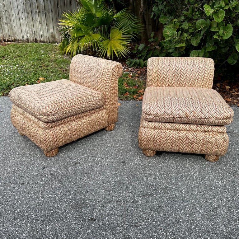 Vintage Pair of Billy Baldwin Style Rollback Slipper Chairs at 1stDibs