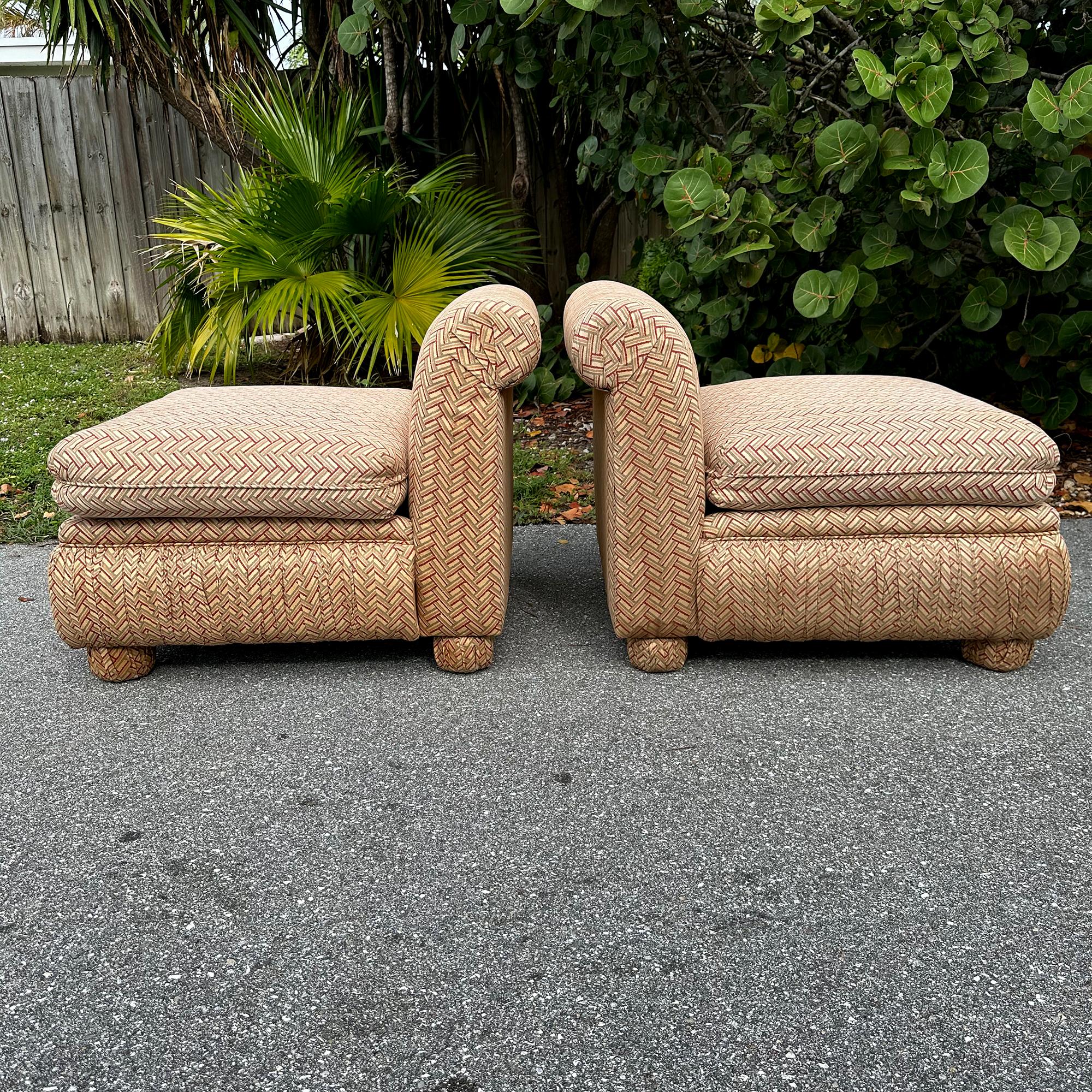 American Vintage Pair of Billy Baldwin Style Rollback Slipper Chairs