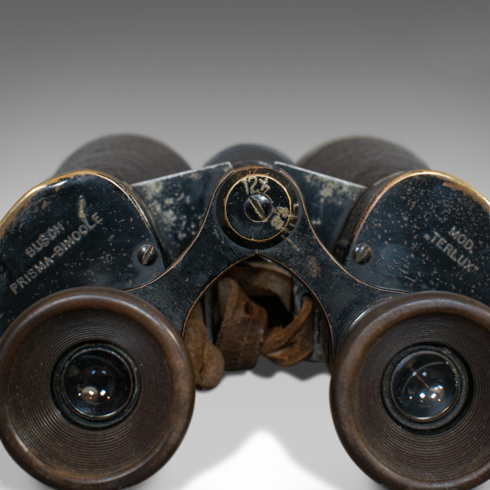 Brass Vintage Pair of Binoculars, German, 12x Magnification, Busch Prisma Terlux