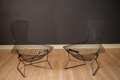 Vintage Pair of Black Bird Lounge Chairs by Harry Bertoia for Knoll Associates