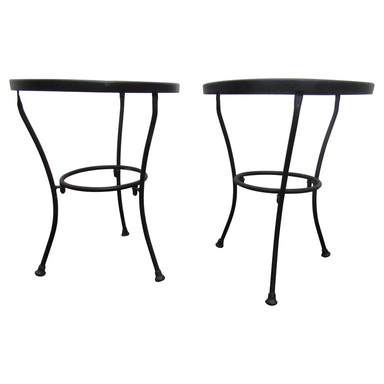 Vintage Pair of Black Metal Side Tables For Sale at 1stDibs