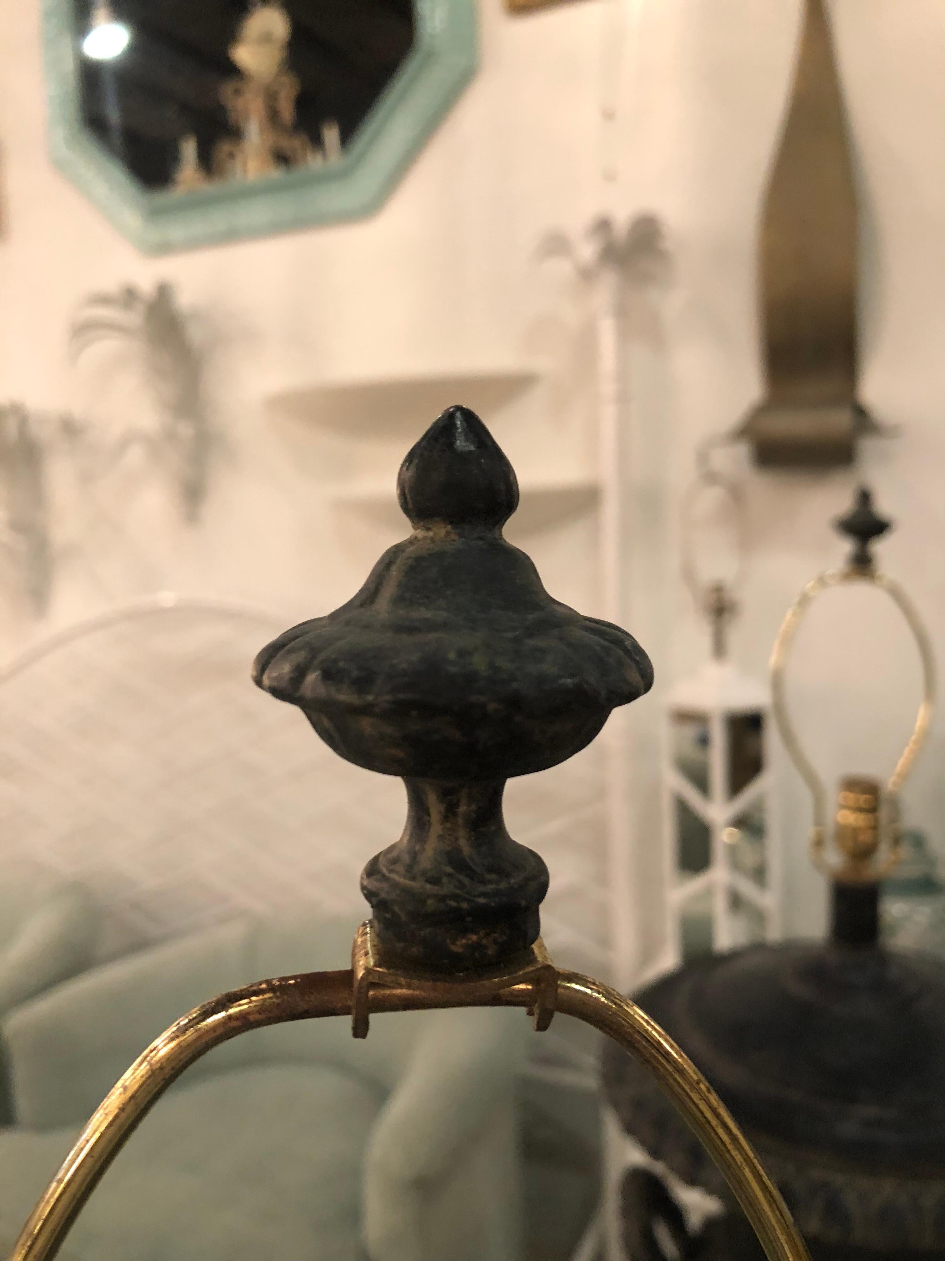 Vintage Pair of Black Oversized French Table Lamp Urns In Excellent Condition For Sale In West Palm Beach, FL