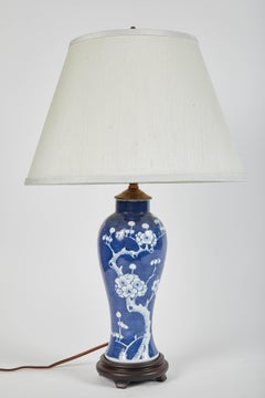 Vintage Pair of Blue and White Cherry Blossom Lamps