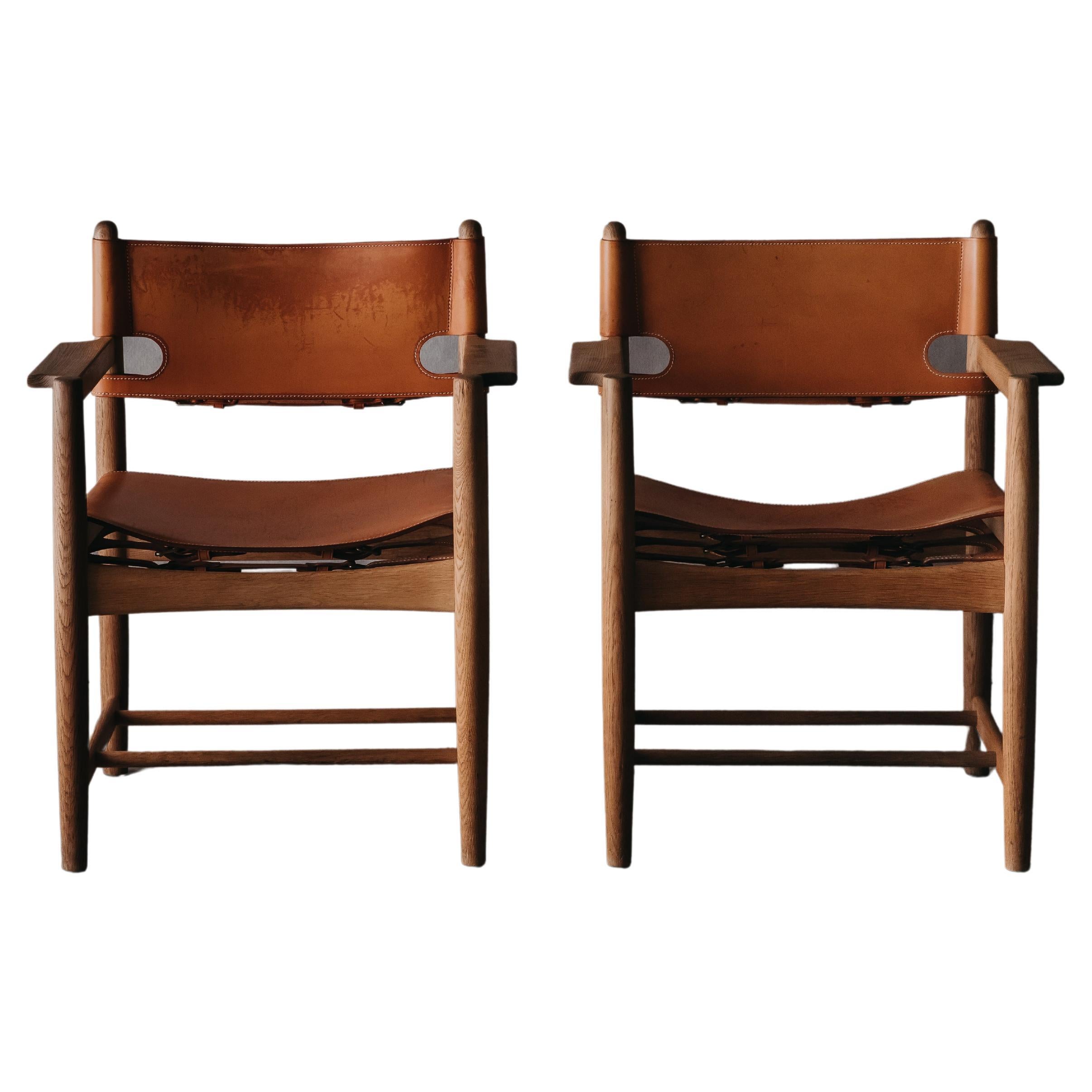 Vintage Pair of Borge Mogensen Dining Chairs from Denmark, circa 1970 For Sale