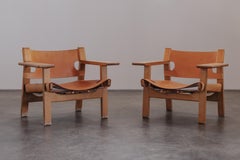 Vintage Pair Of Borge Mogensen Spanish Chairs From Denmark, Circa 1980