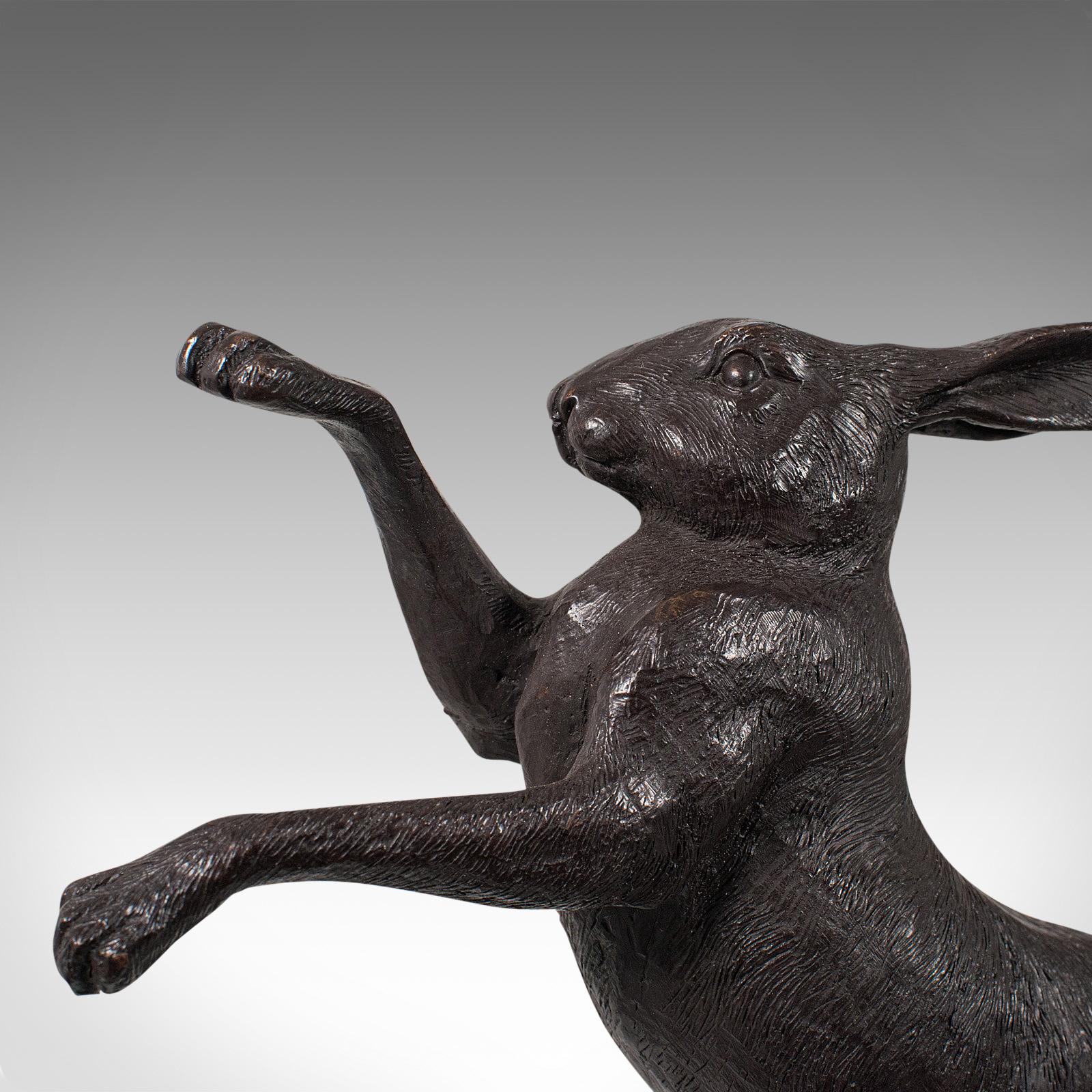 Vintage Pair of Boxing Hares, English, Bronze, Figures, Bookends, circa 1960 1