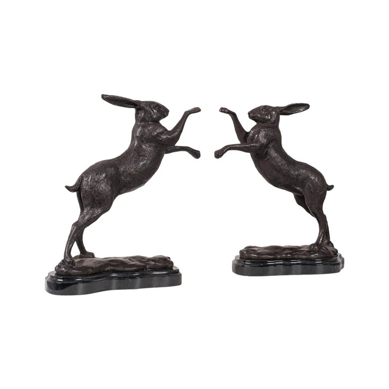Vintage Pair of Boxing Hares, English, Bronze, Figures, Bookends, circa  1960 at 1stDibs | boxing hare bookends