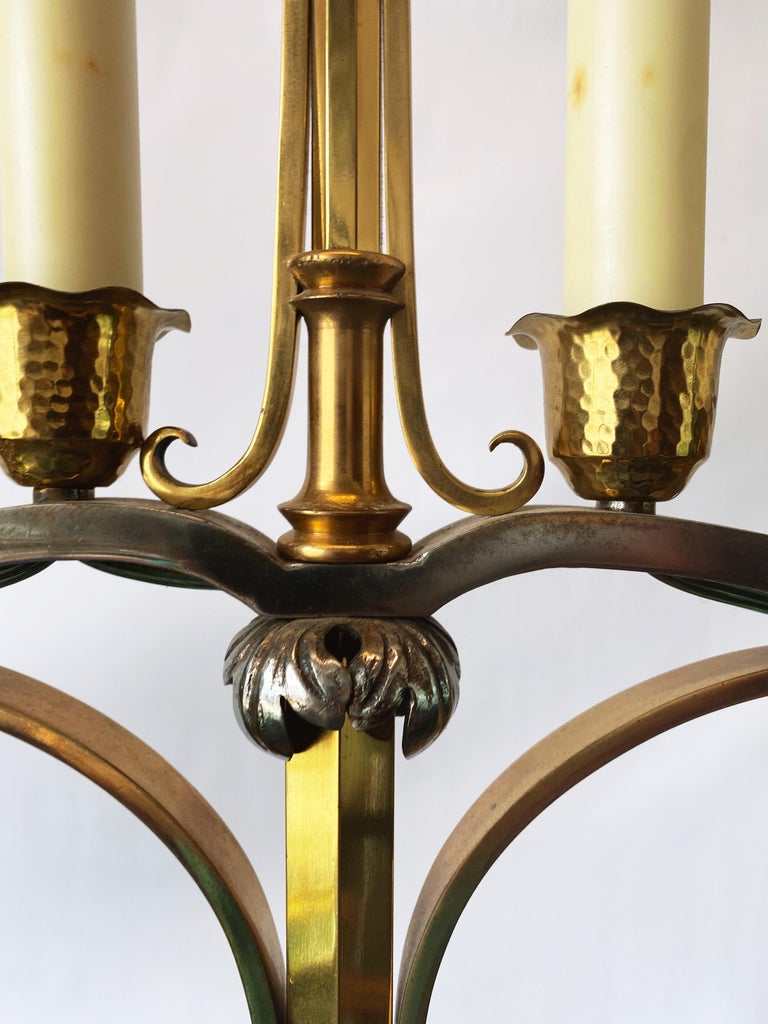 Vintage Pair of Brass and Chrome Candelabra Floor Lamps, circa 1950s at