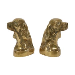 Vintage Pair of Brass Bookends Irish Setter Dogs Figurines