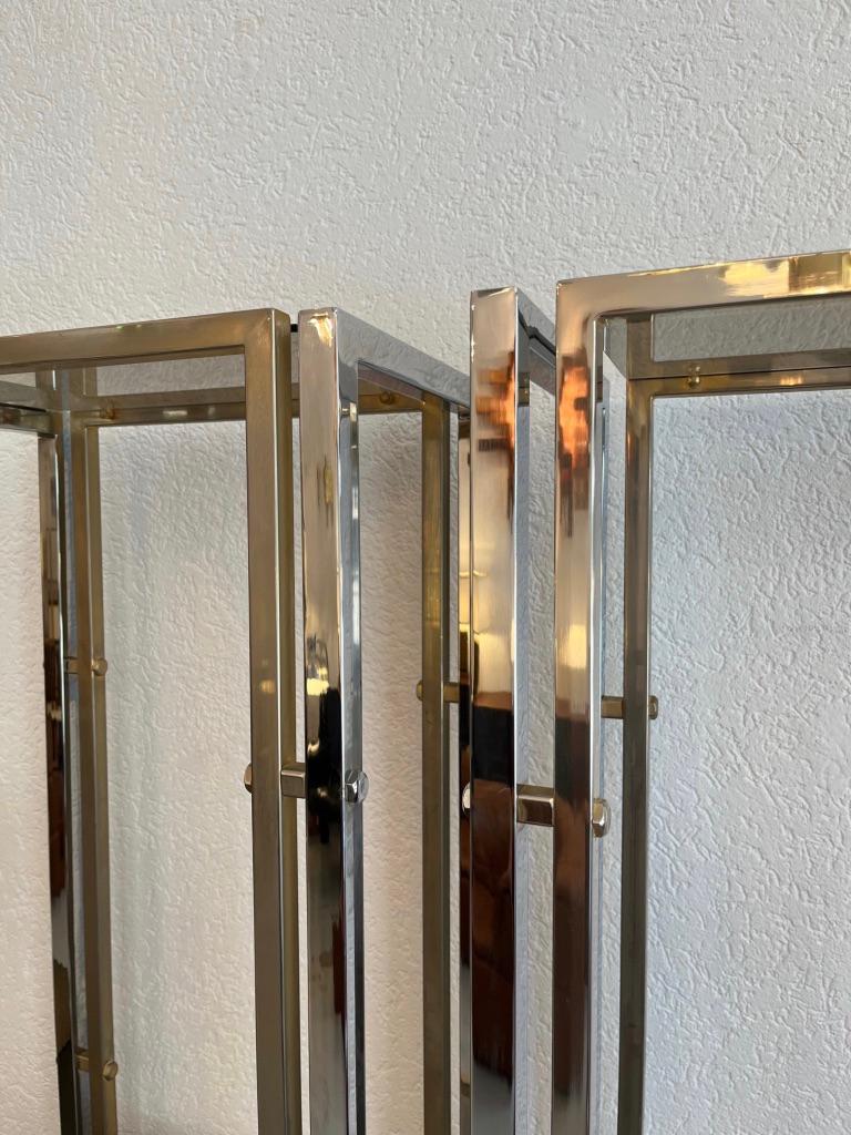 Vintage Pair of Brass, Chrome & Glass Shelves, Italy, Ca. 1970s For Sale 2