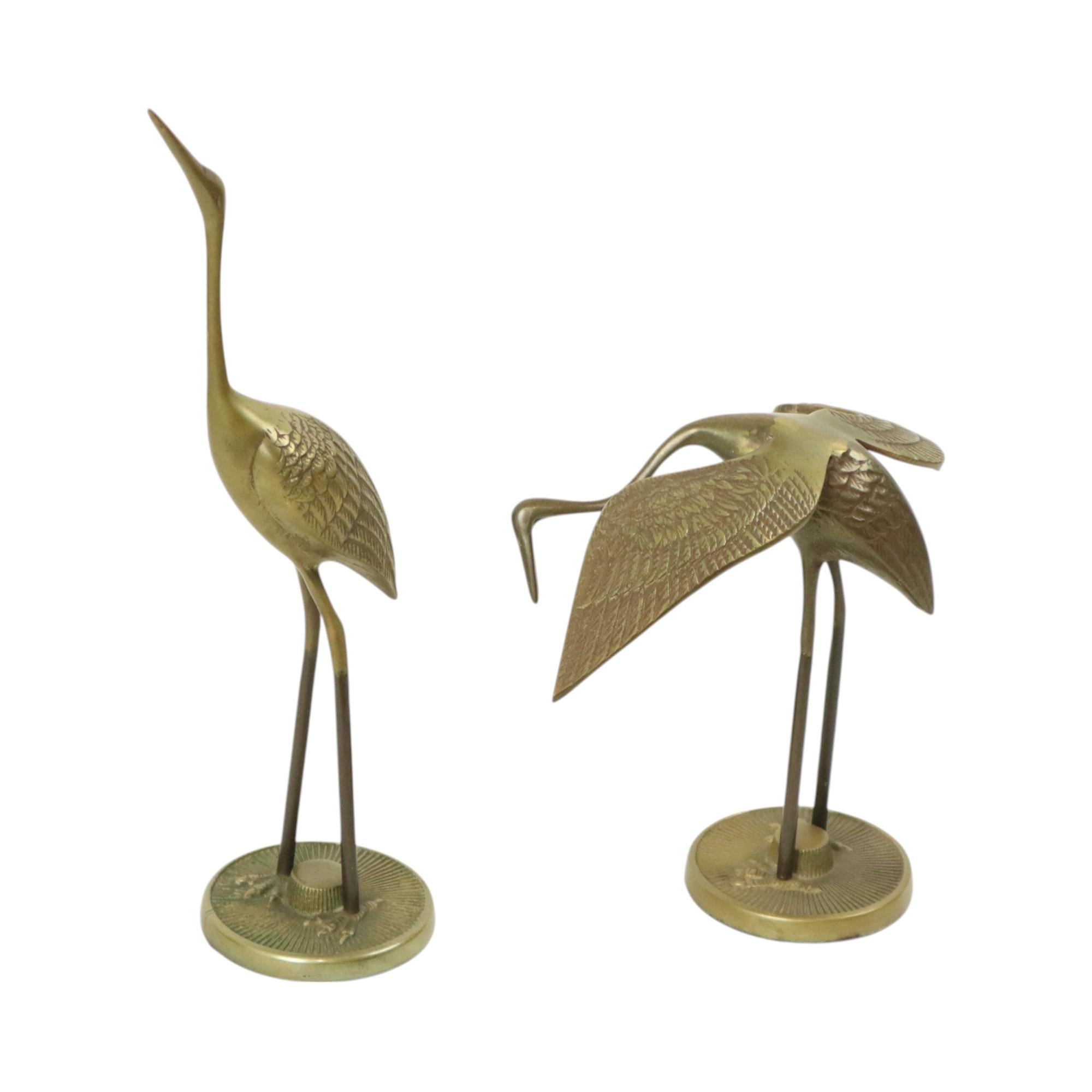 Ottone Coppia di gru d'ottone vintage Hollywood Regency Design 31 cm in vendita