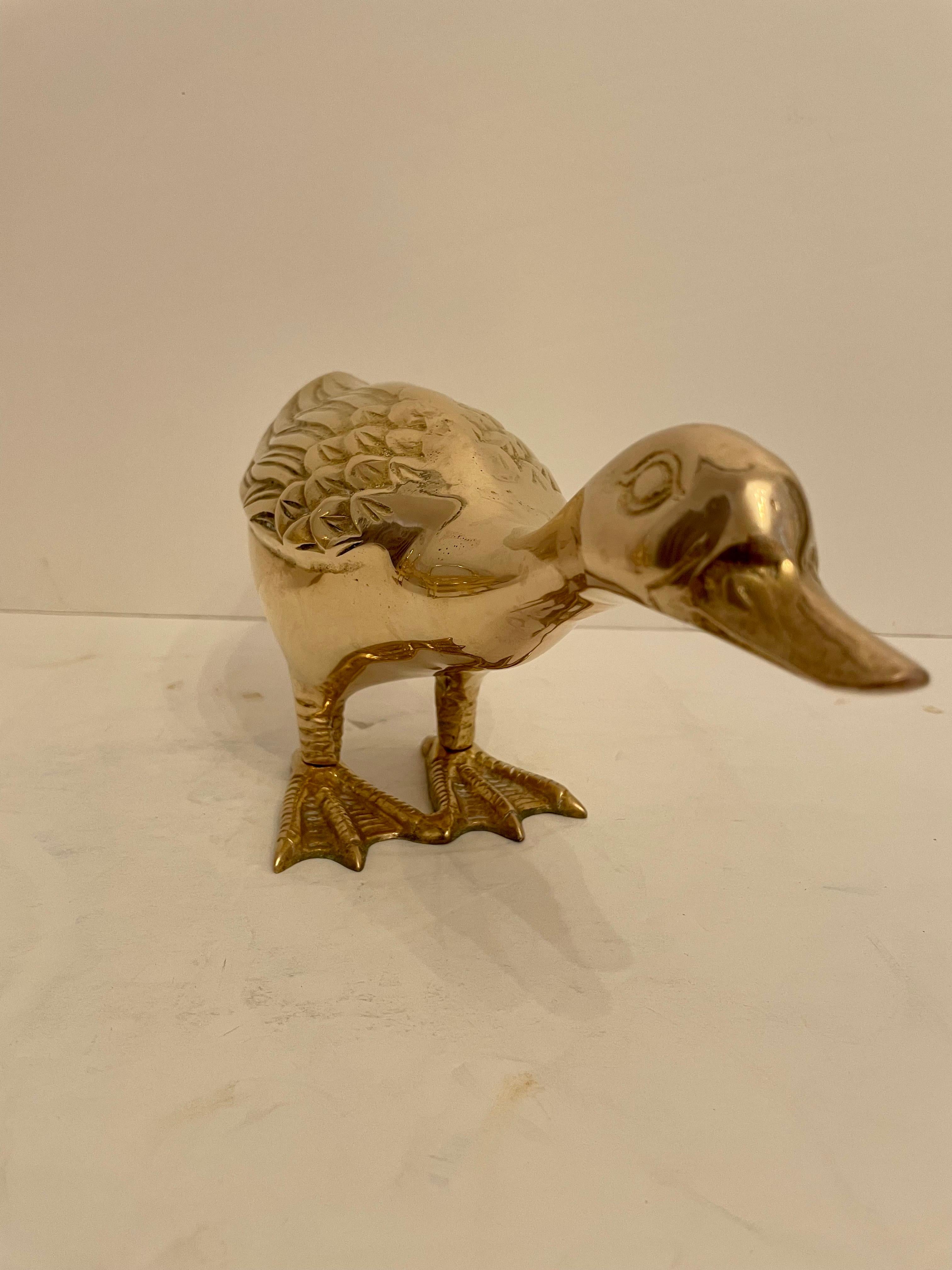 Hollywood Regency Vintage Pair of Brass Duck Sculptures