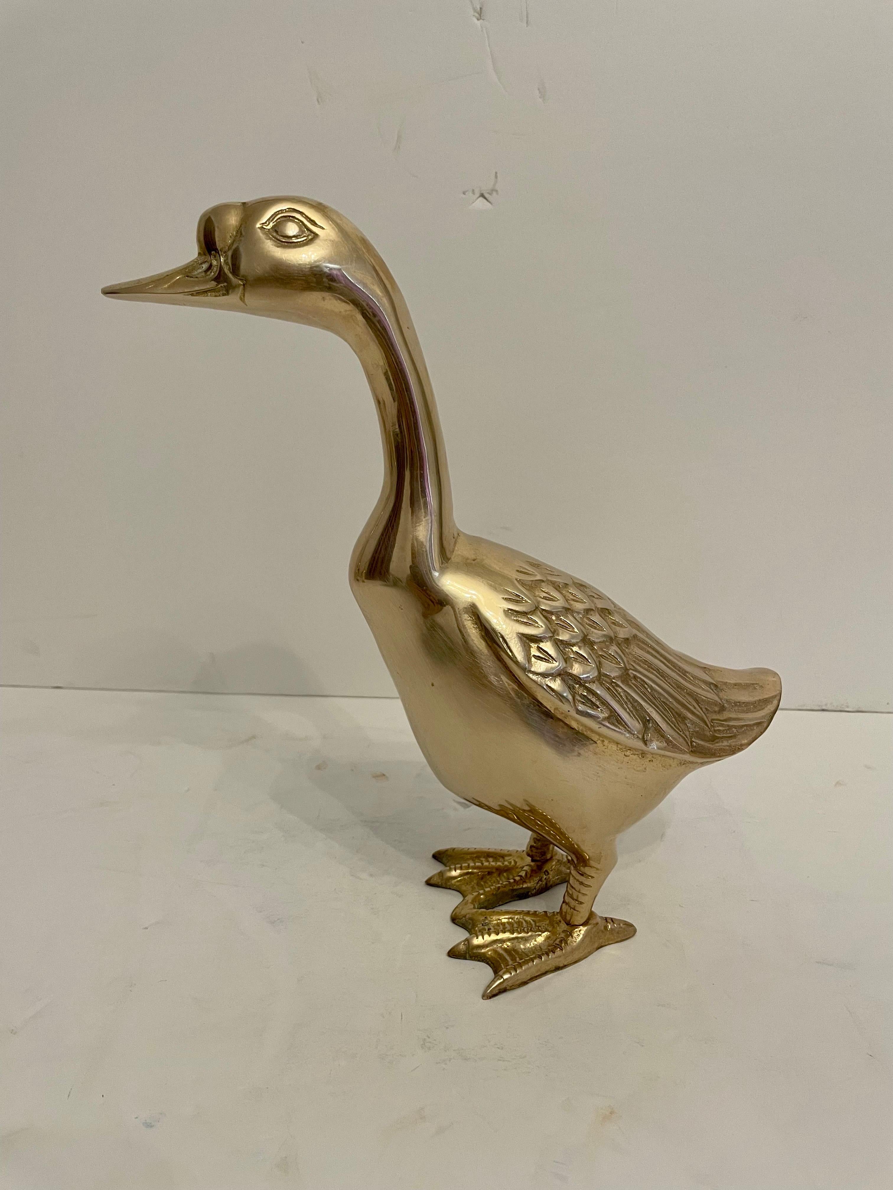 Vintage Pair of Brass Duck Sculptures In Good Condition In New York, NY