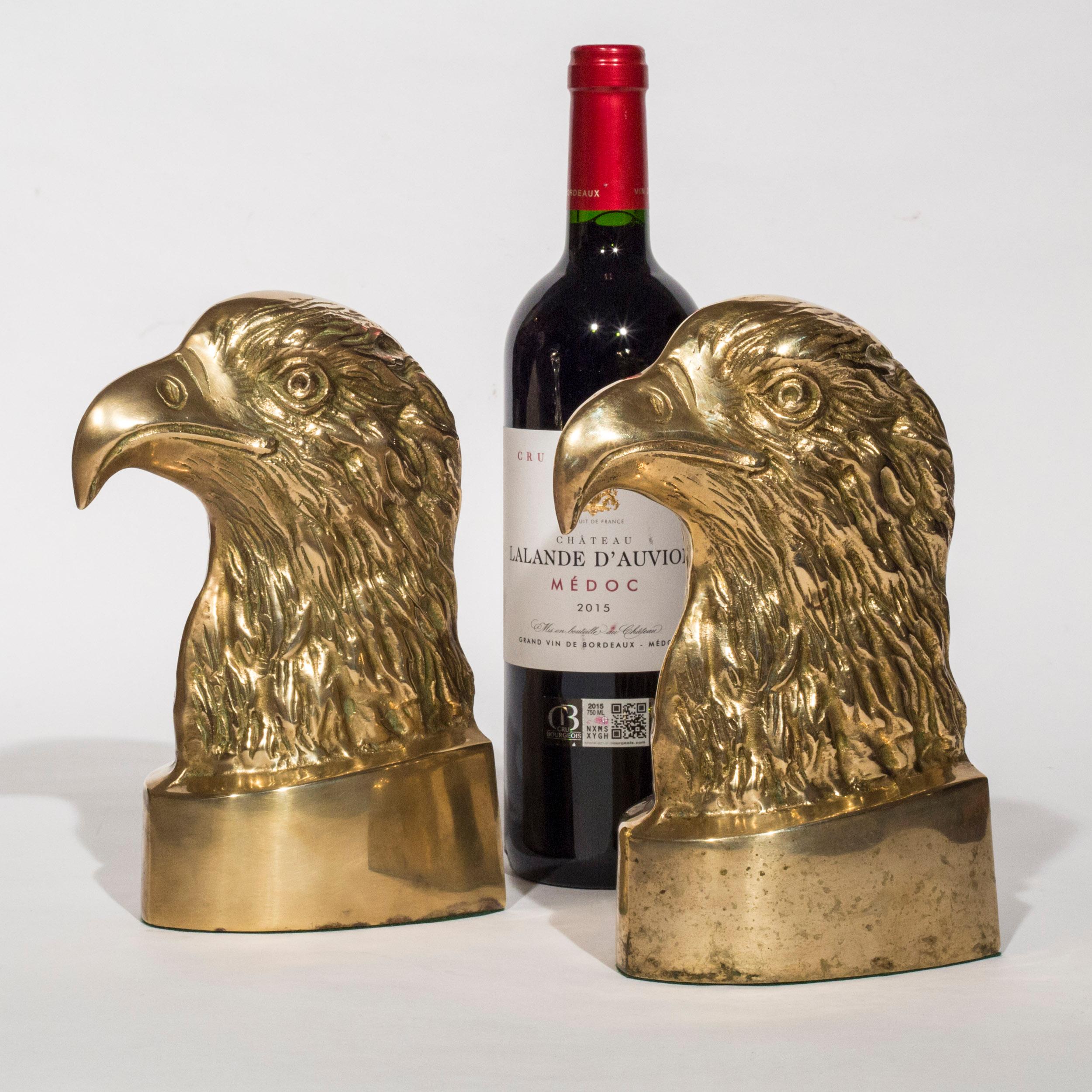 American Classical Vintage Pair of Brass Eagle Bookends or Doorstops