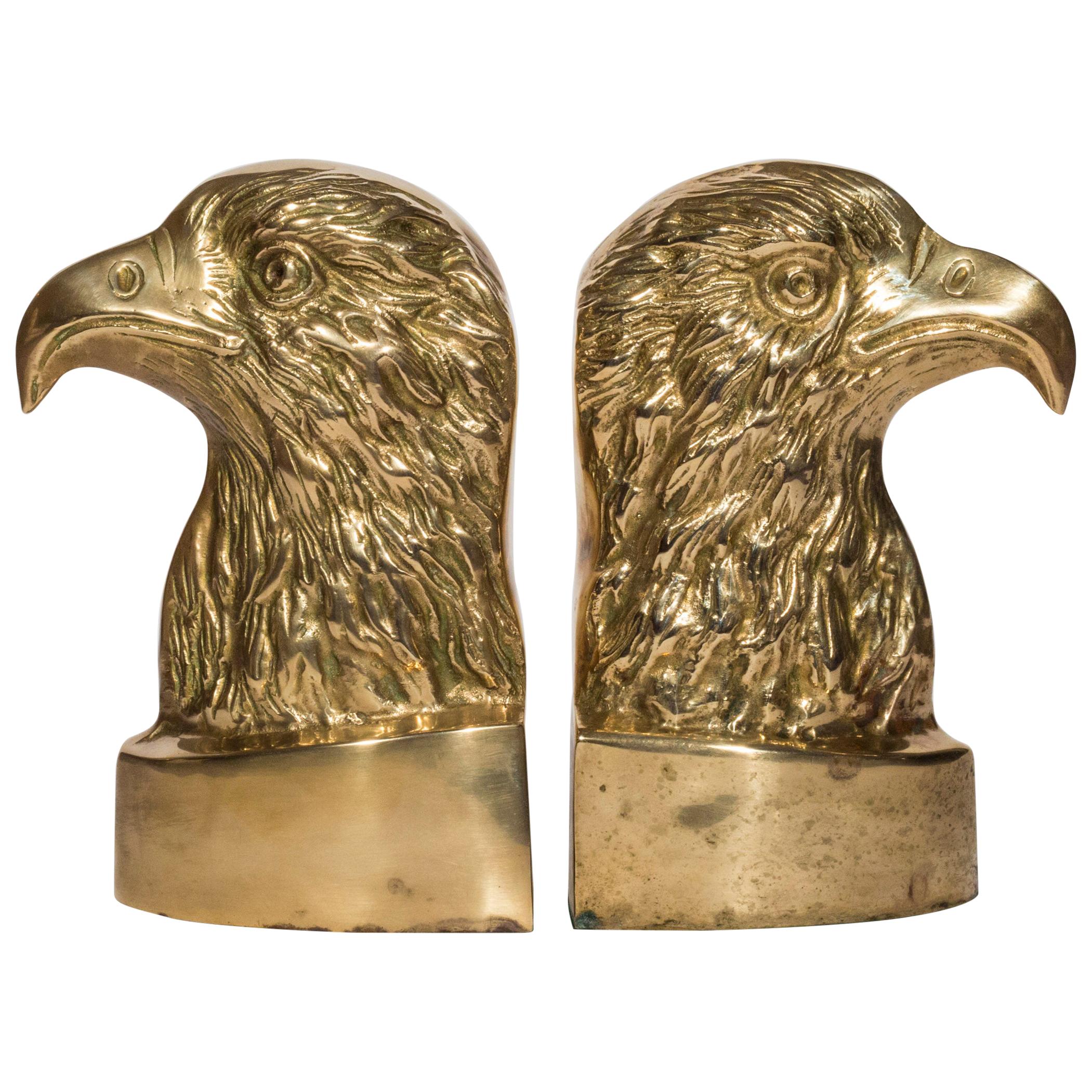 Vintage Pair of Brass Eagle Bookends or Doorstops