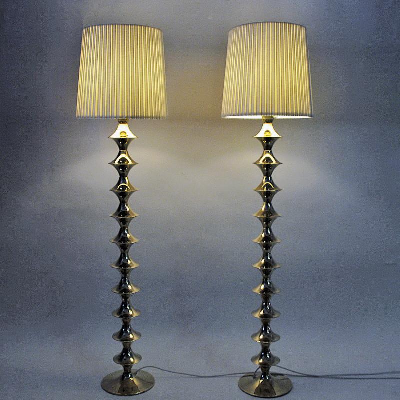 Swedish Vintage Pair of Brass Floorlamps by Elit Ab -Sweden 1960s For Sale
