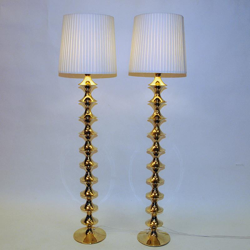 Mid-20th Century Vintage Pair of Brass Floorlamps by Elit Ab -Sweden 1960s For Sale