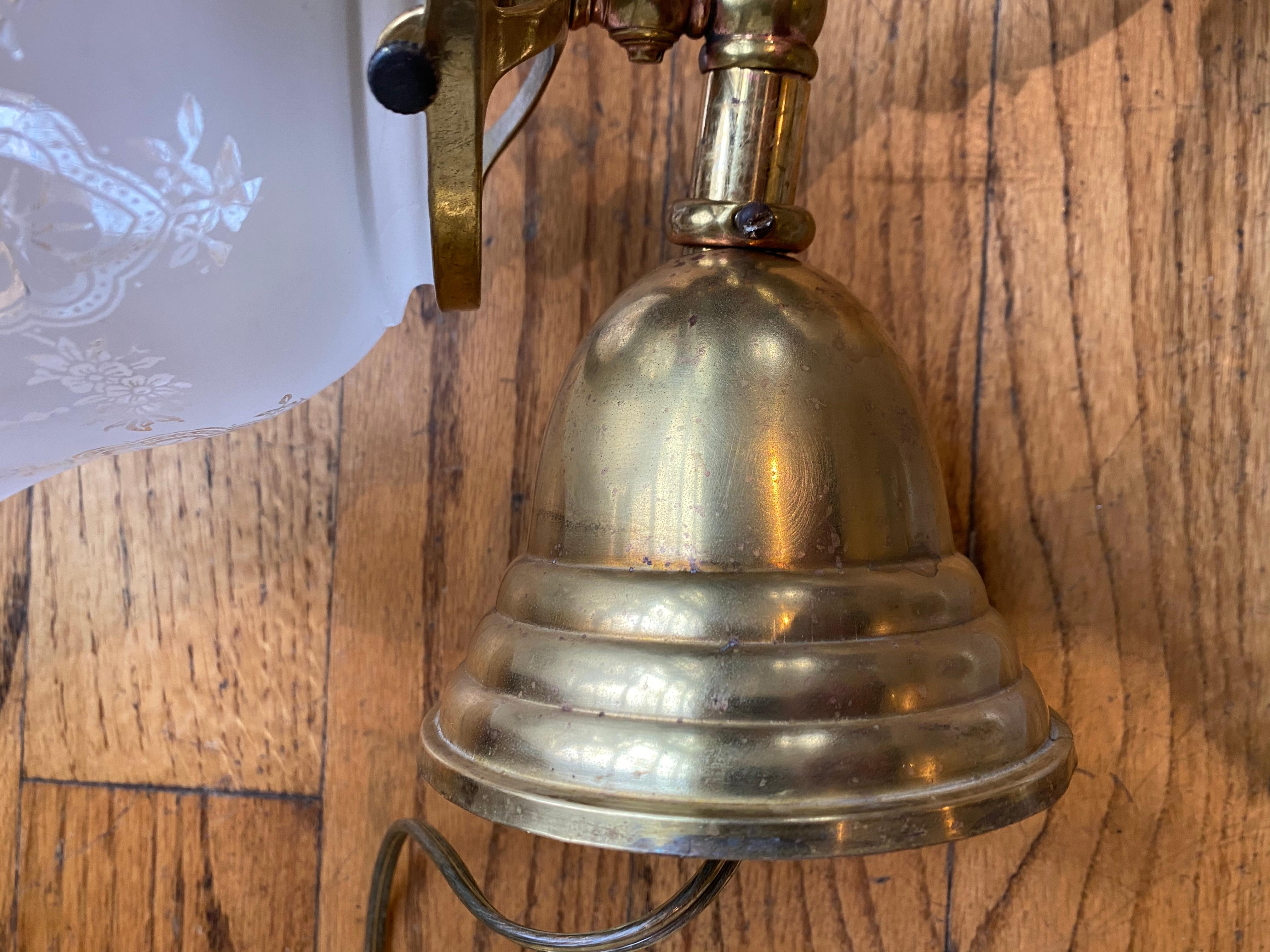 This is an unusual pair of vintage gas / electric wall sconces with vintage stencil etched shades. Rewired and ready to install. From a private connecticut collection. Early 1900s collection.
We ship everywhere. 