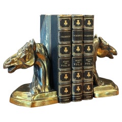 Vintage Pair of Brass Horse Head Bookends