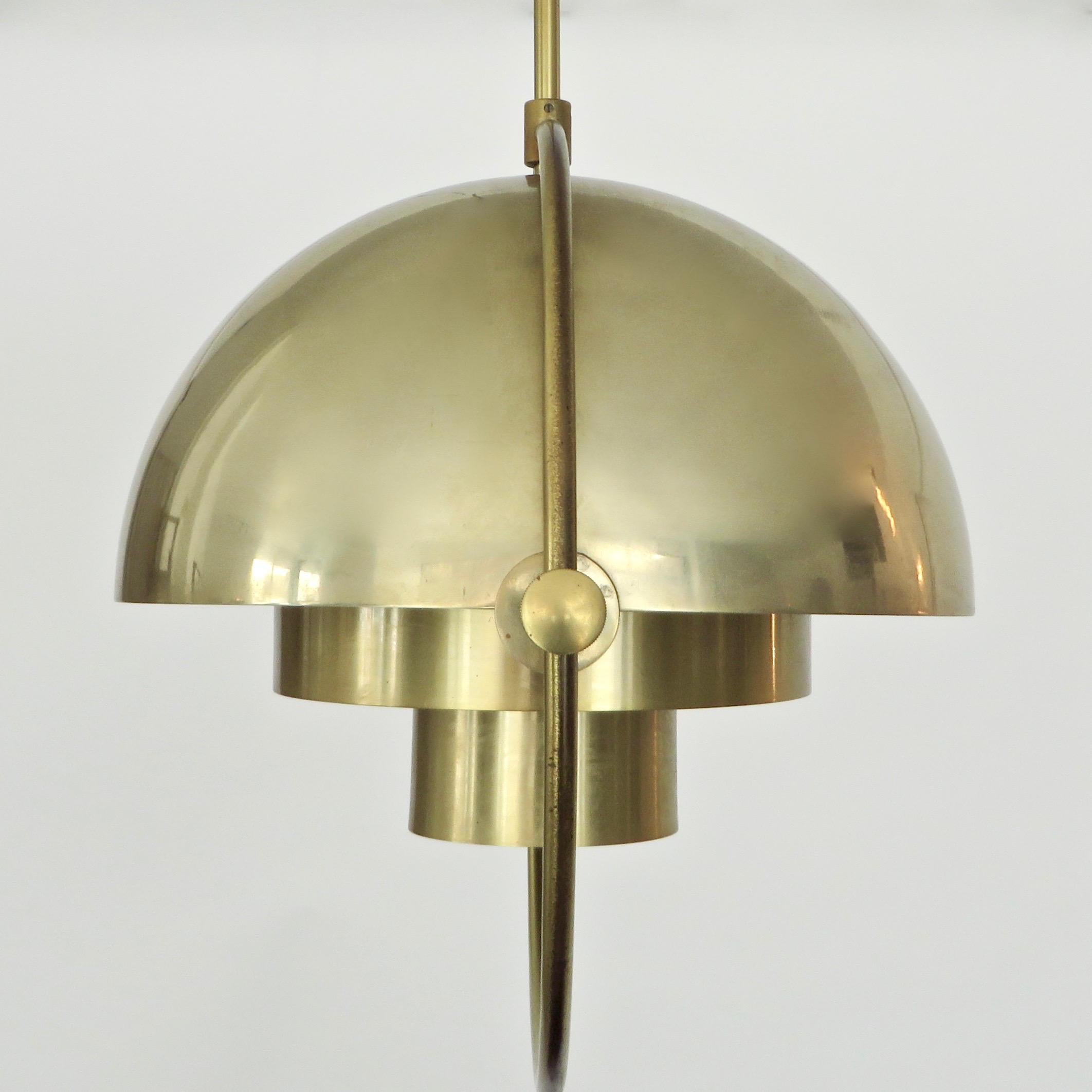 Scandinavian Modern Vintage Pair of Brass Multi-Lite Pendant by Louis Weisdorf for Lyfa Denmark