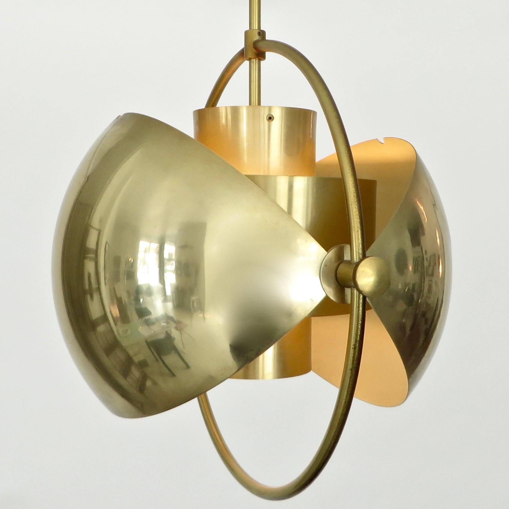 Late 20th Century Vintage Pair of Brass Multi-Lite Pendant by Louis Weisdorf for Lyfa Denmark