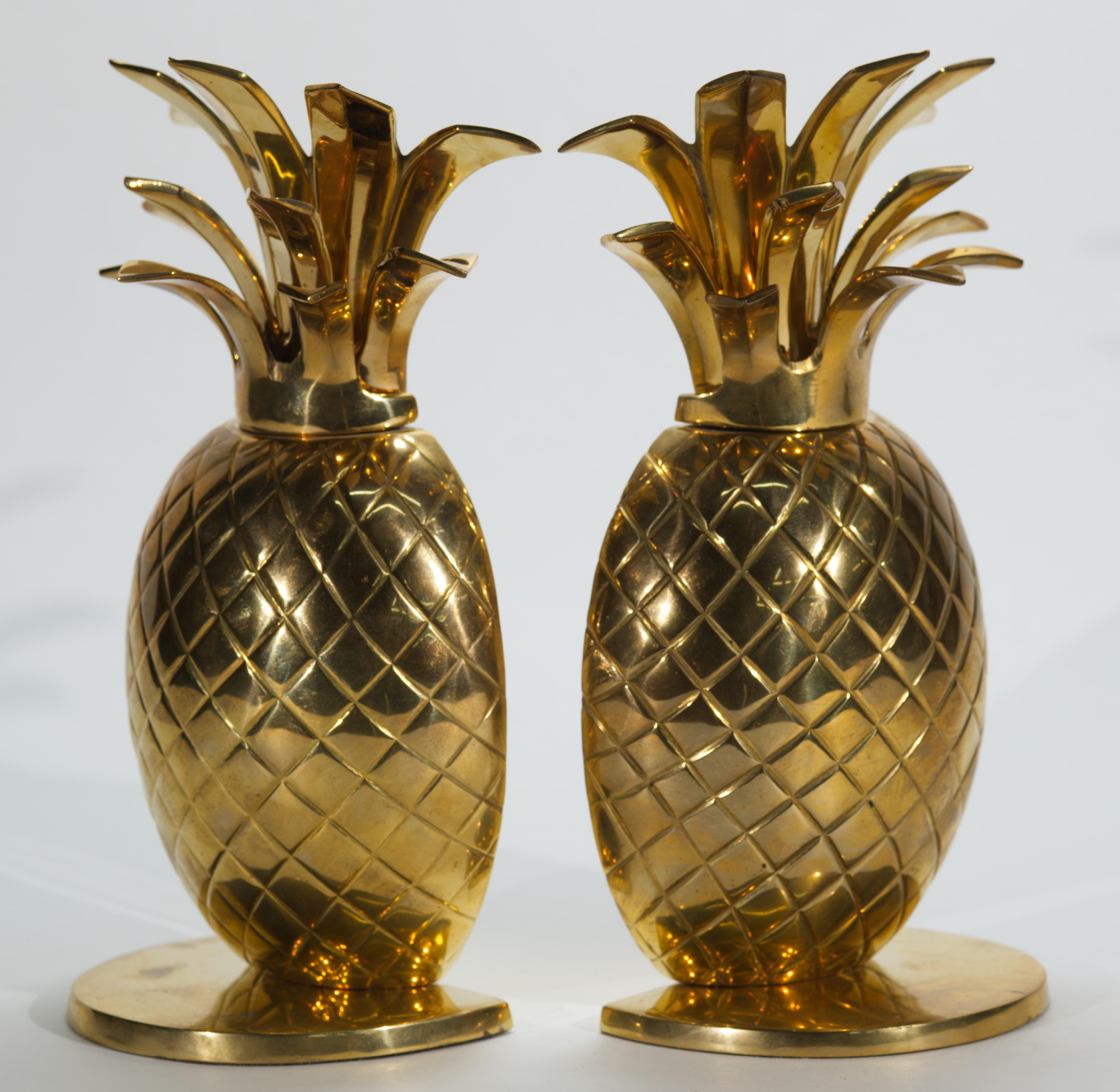 20th Century Vintage Pair of Brass Pineapple Bookends For Sale
