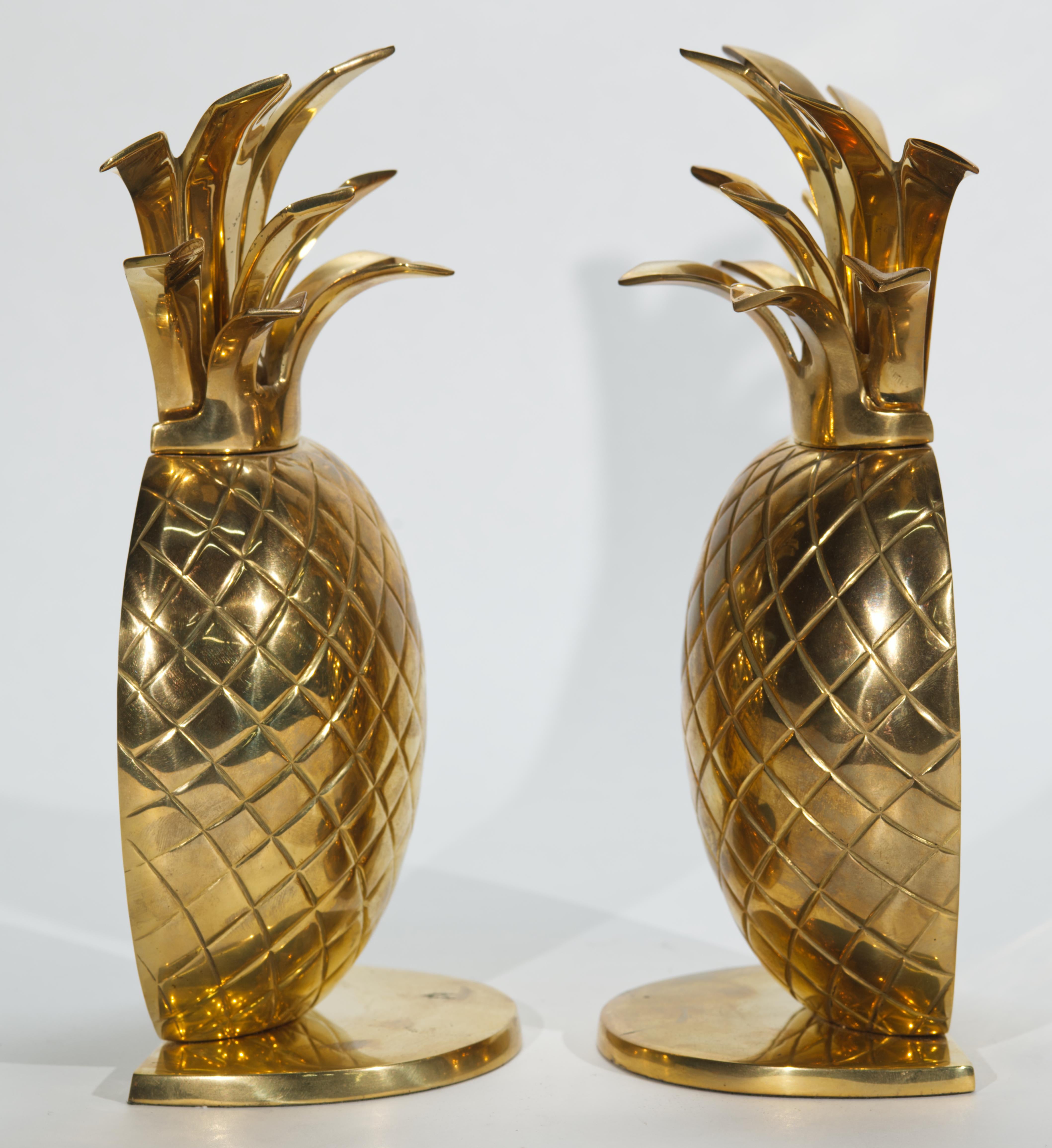 Vintage Pair of Brass Pineapple Bookends For Sale 1