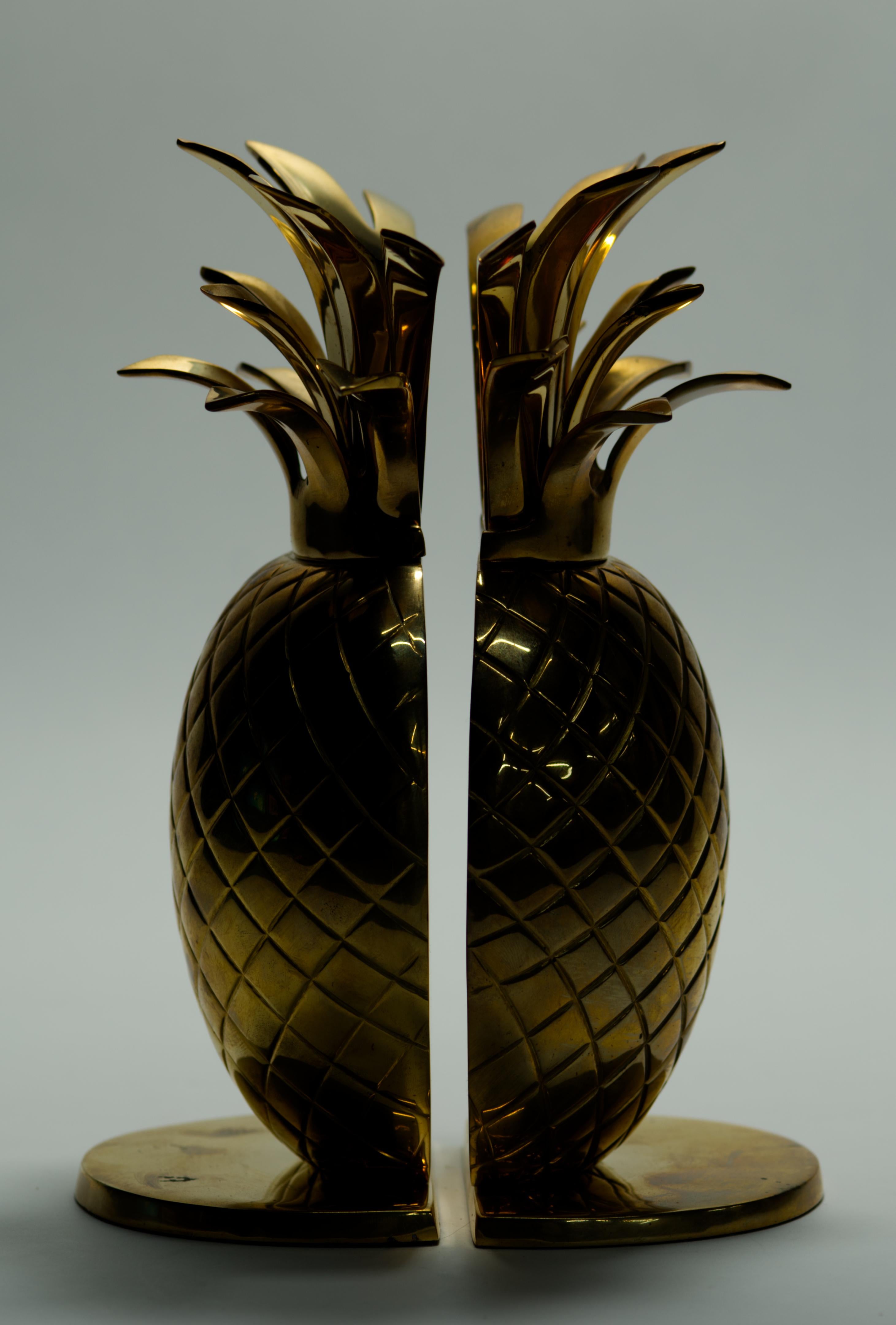 Vintage Pair of Brass Pineapple Bookends For Sale 2