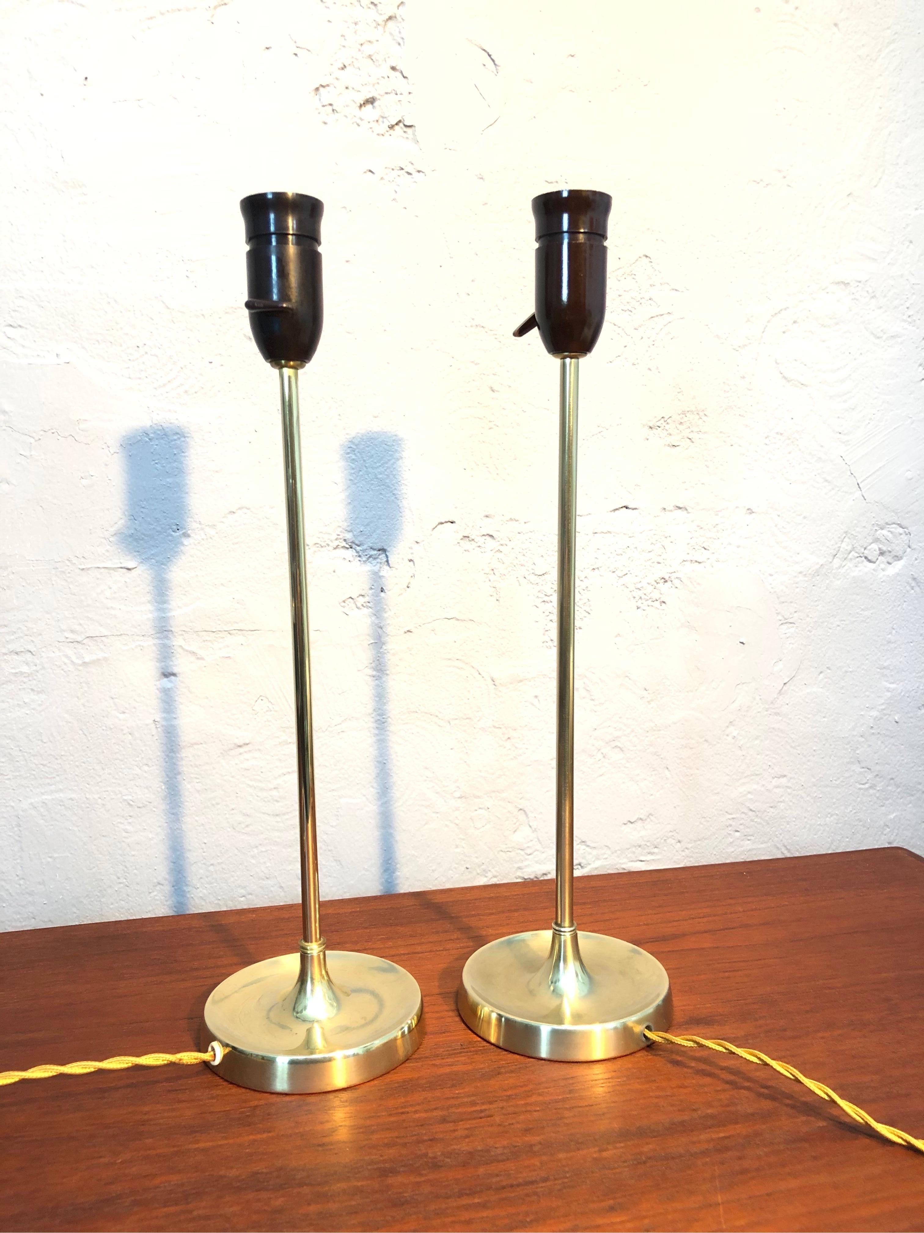 Mid-20th Century Vintage Pair of Brass Table Lamps by Esben Klint for Le Klint from the 1950s
