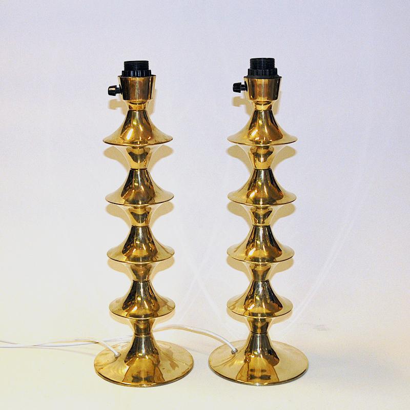 Scandinavian Modern Vintage pair of brass Tablelamps by Elit AB -Sweden 1960s For Sale