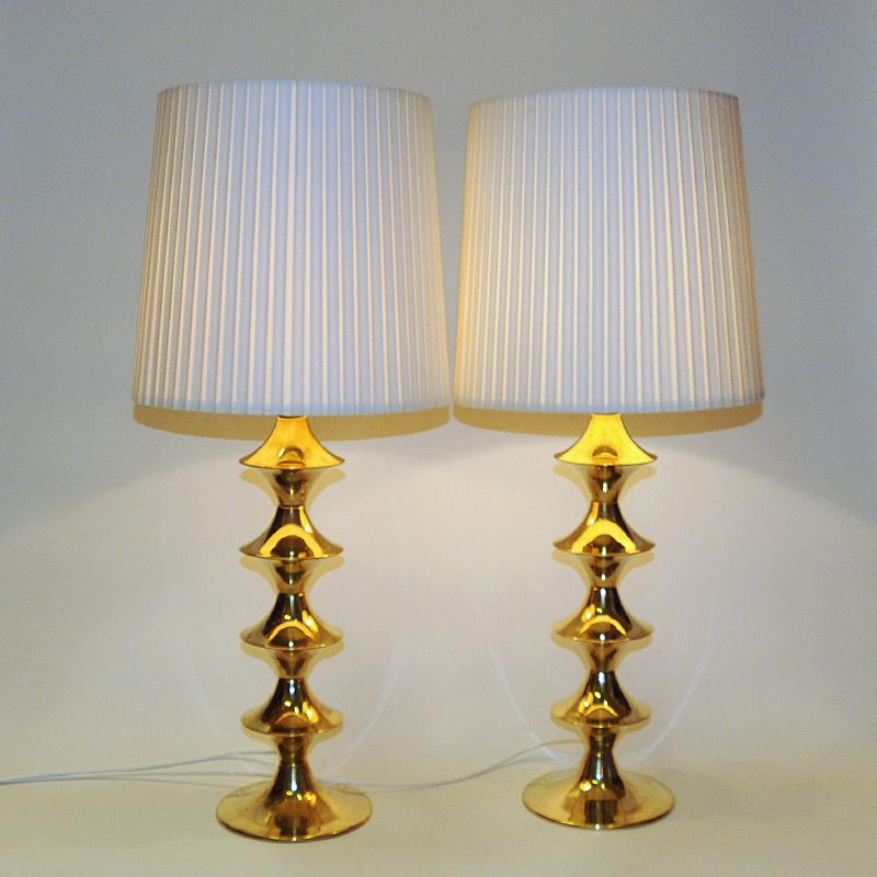 Polished Vintage pair of brass Tablelamps by Elit AB -Sweden 1960s For Sale