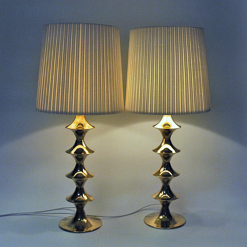 Vintage pair of brass Tablelamps by Elit AB -Sweden 1960s In Good Condition For Sale In Stockholm, SE