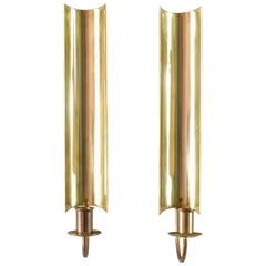 Vintage Pair of Brass Wall Candlesticks, Reflex by Pierre Forsell for Skultuna