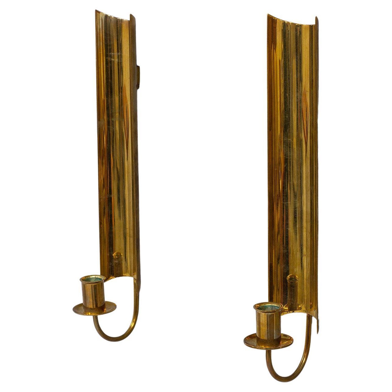 Vintage Pair of Brass Wall Candlesticks, Reflex by Pierre Forssell for  Skultuna For Sale at 1stDibs