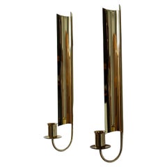 Vintage Pair of Brass Wall Candlesticks, Reflex by Pierre Forssell for Skultuna