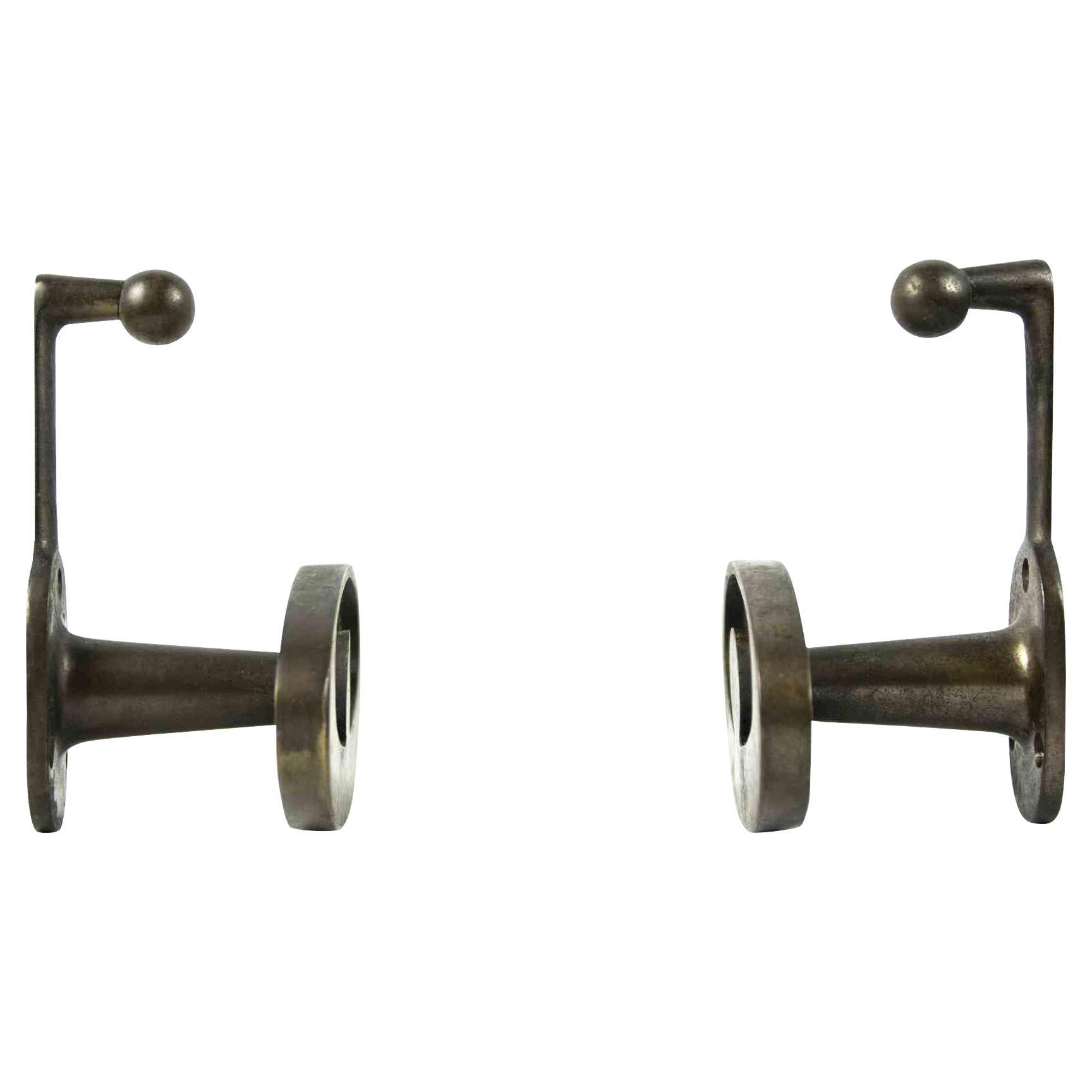 Vintage Pair of Brass Wall Hanger, Half of 20th Century