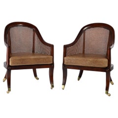 Vintage Pair of British Colonial Style Spoon Back Chairs by Baker